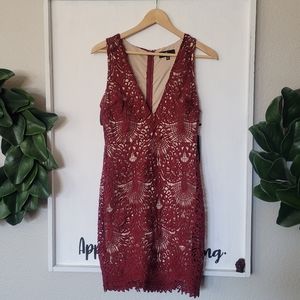 Lulu's Dearly Beloved Burgundy Bodycon Dress NWT Small